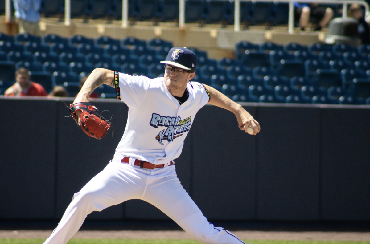 Alex Clemmey delivers the pitch. Clemmey gave up two runs across 6.2 innings. - Sunday, Apr. 27, 2025. Photo via Hannah Capolingua